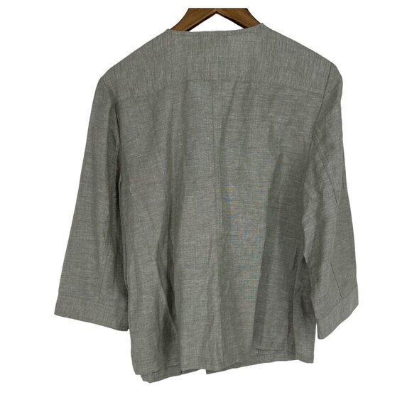 Chico's 3/4 Sleeve Open Front Foiled Linen Jacket Size 2 US L - Picture 5 of 7